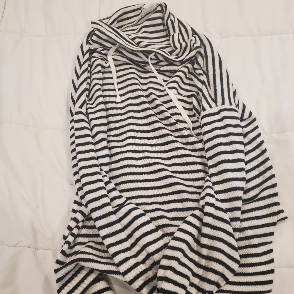 Loft Lounge Striped Black and White Sweater
